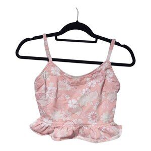Altar'd State Pink Cotton Crop Top with floral print Size XS